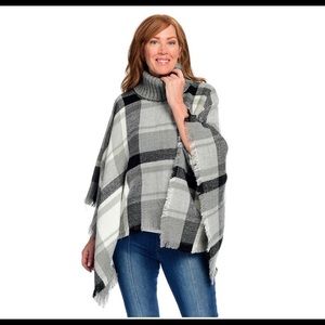 Tartan Cowl Neck Poncho